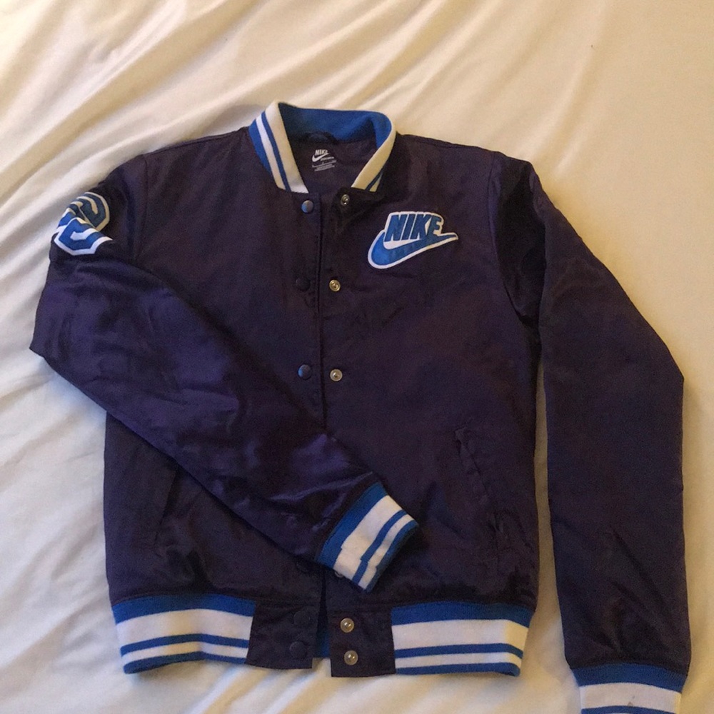 Purple satin Nike bomber